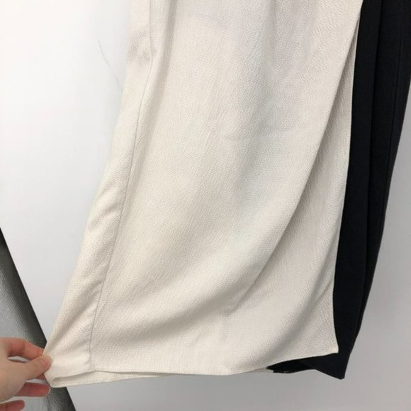 HELMUT LANG TWISTED DRAPE GRAINED VISCOSE LEATHER  TRIM DRESS Black White - Picture 15 of 16